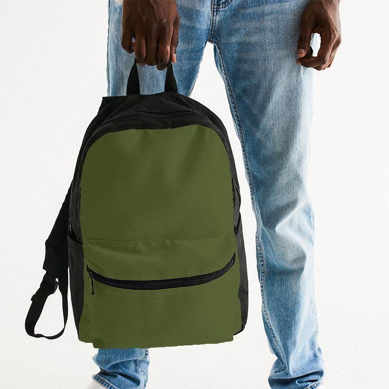 Deep Muted Lime Canvas Backpack (L-MU-DE) - Man Holding