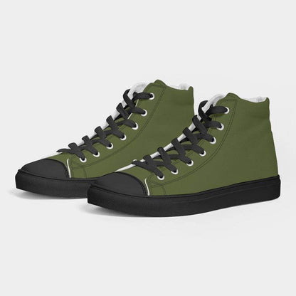 Deep Muted Lime Men's High-Top Canvas Sneakers (L-MU-DE) - Side 3