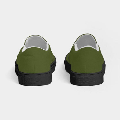Deep Muted Lime Men's Slip-On Canvas Sneakers (L-MU-DE) - Back
