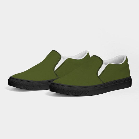 Deep Muted Lime Men's Slip-On Canvas Sneakers (L-MU-DE) - Side 3