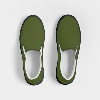 Deep Muted Lime Men's Slip-On Canvas Sneakers (L-MU-DE) - Top