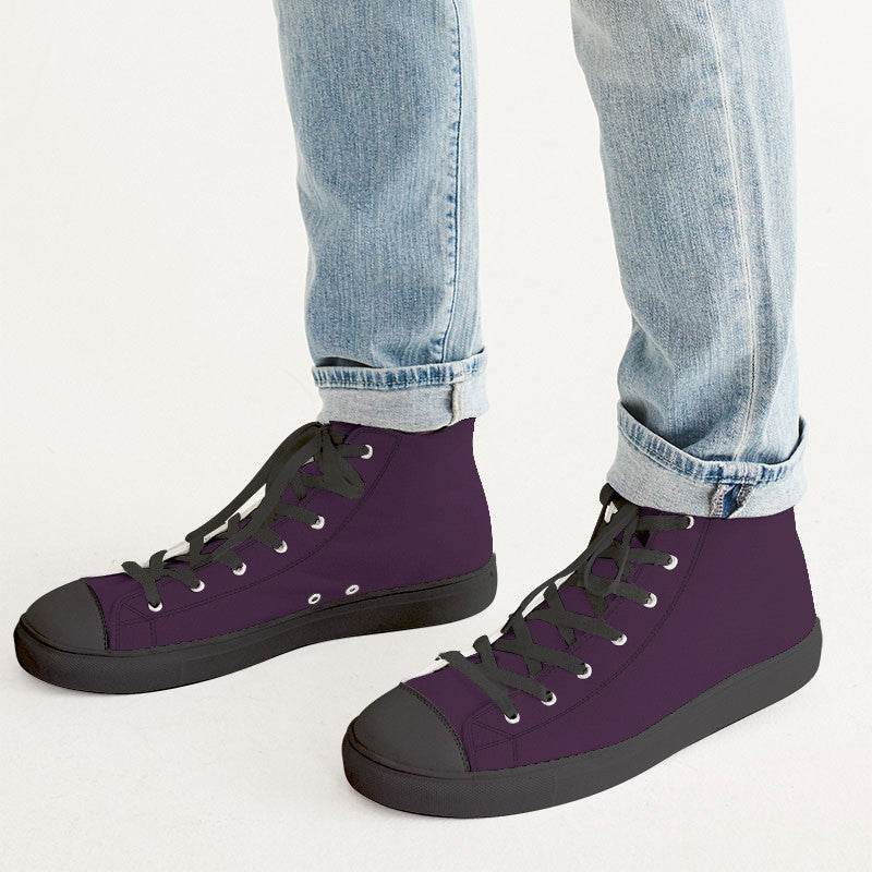 Deep Muted Magenta Men's High-Top Canvas Sneakers (M-MU-DE) - Man CloseUp