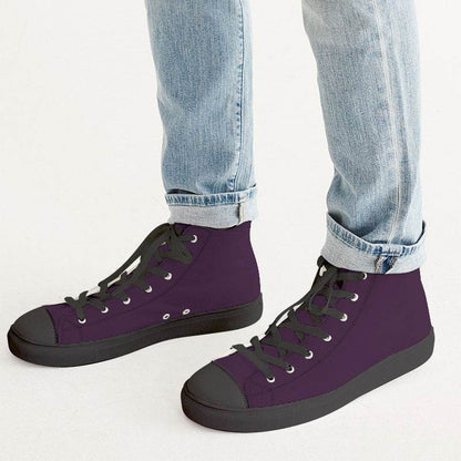 Deep Muted Magenta Men's High-Top Canvas Sneakers (M-MU-DE) - Man CloseUp