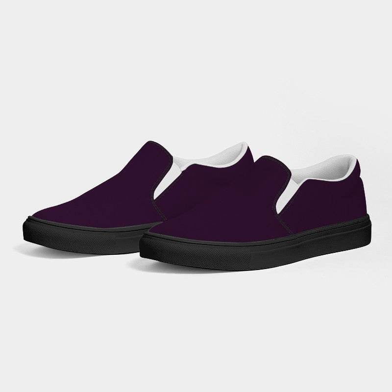 Deep Muted Magenta Men's Slip-On Canvas Sneakers (M-MU-DE) - Side 3