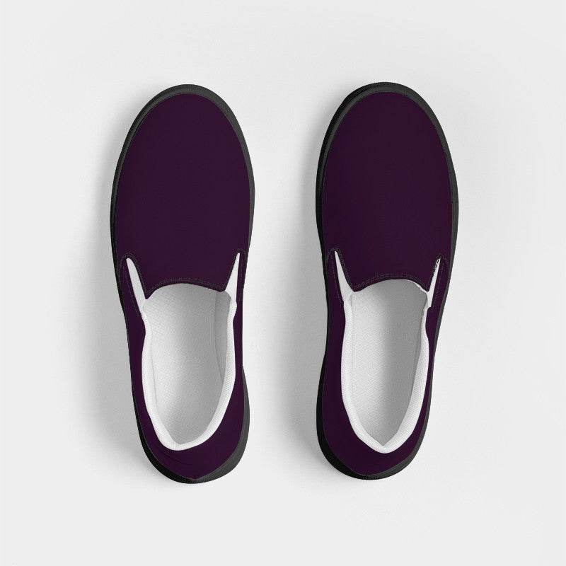 Deep Muted Magenta Men's Slip-On Canvas Sneakers (M-MU-DE) - Top