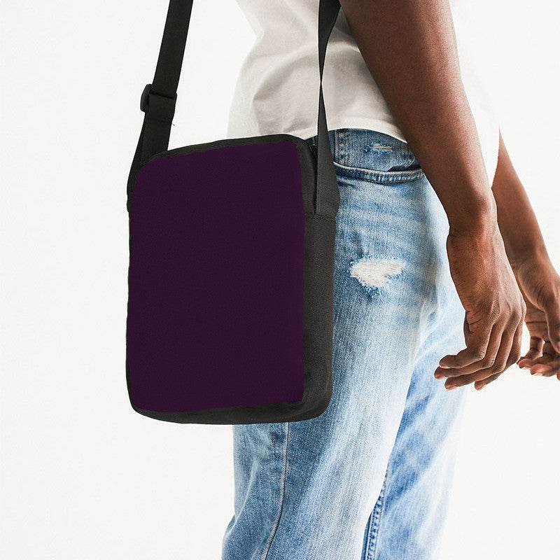 Deep Muted Magenta Messenger Pouch (M-MU-DE) - Man Side CloseUp