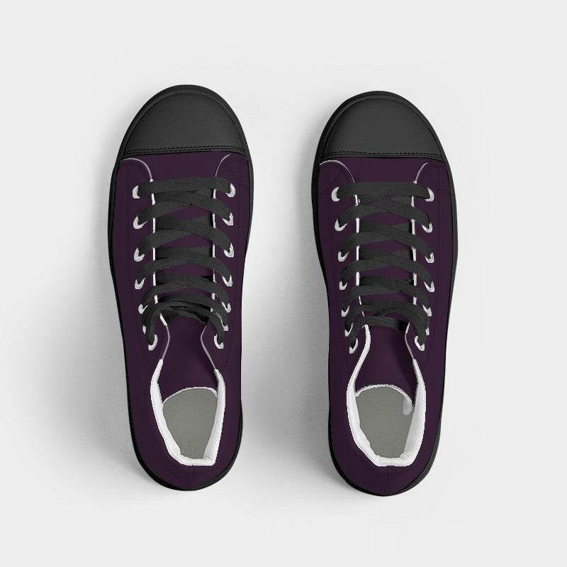 Deep Muted Magenta Women's High-Top Canvas Sneakers (M-MU-DE) - Top