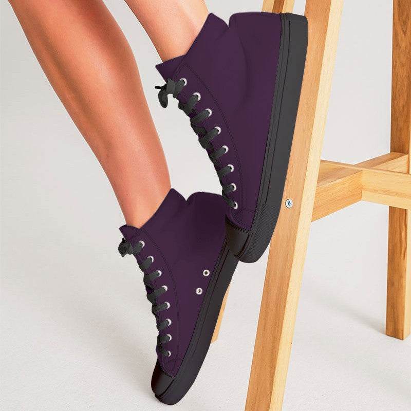 Deep Muted Magenta Women's High-Top Canvas Sneakers (M-MU-DE) - Woman CloseUp