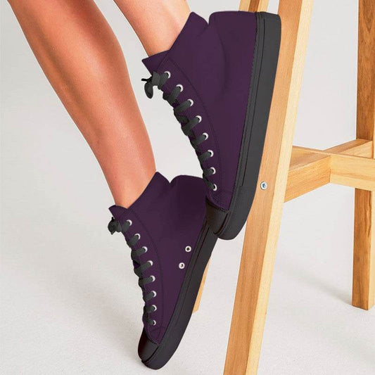 Deep Muted Magenta Women's High-Top Canvas Sneakers (M-MU-DE) - Woman CloseUp