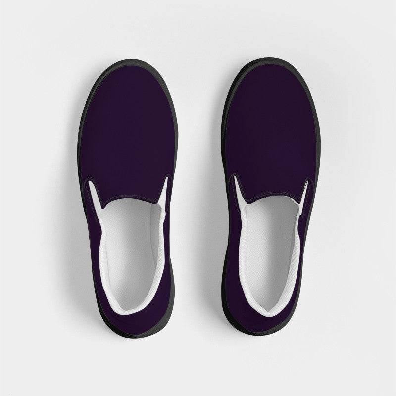 Deep Muted Purple Men's Slip-On Canvas Sneakers (MPU2-MU-DE) - Top