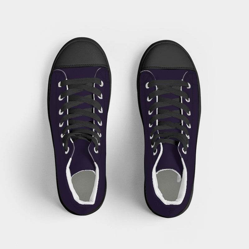 Deep Muted Purple Women's High-Top Canvas Sneakers (PU-MU-DE) - Top