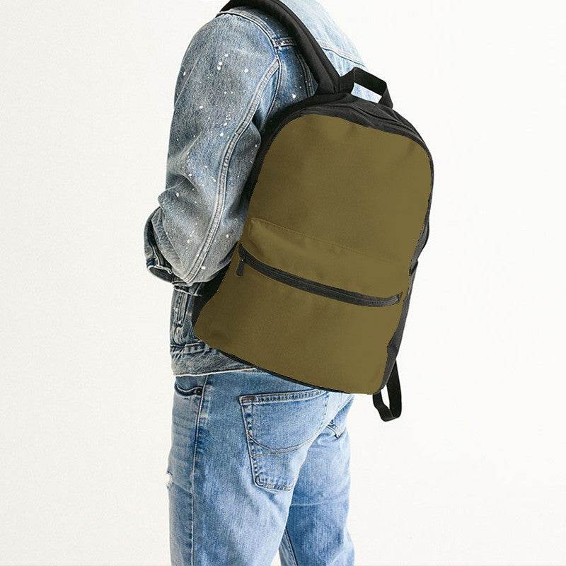 Deep Muted Yellow Canvas Backpack (Y-MU-DE) - Man Back CloseUp