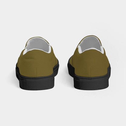 Deep Muted Yellow Women's Slip-On Canvas Sneakers (Y-MU-DE) - Back