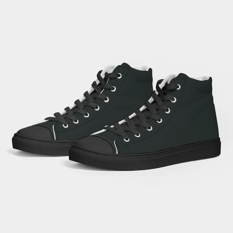 Deep Neutral Blue-Green Men's High-Top Canvas Sneakers (BG-NE-DE) - Side 3