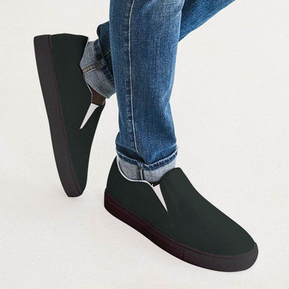 Deep Neutral Blue-Green Men's Slip-On Canvas Sneakers (BG-NE-DE) - Man CloseUp