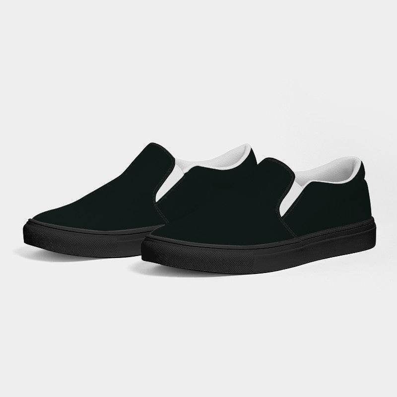 Deep Neutral Blue-Green Men's Slip-On Canvas Sneakers (BG-NE-DE) - Side 3