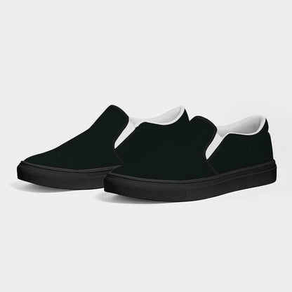 Deep Neutral Blue-Green Men's Slip-On Canvas Sneakers (BG-NE-DE) - Side 3