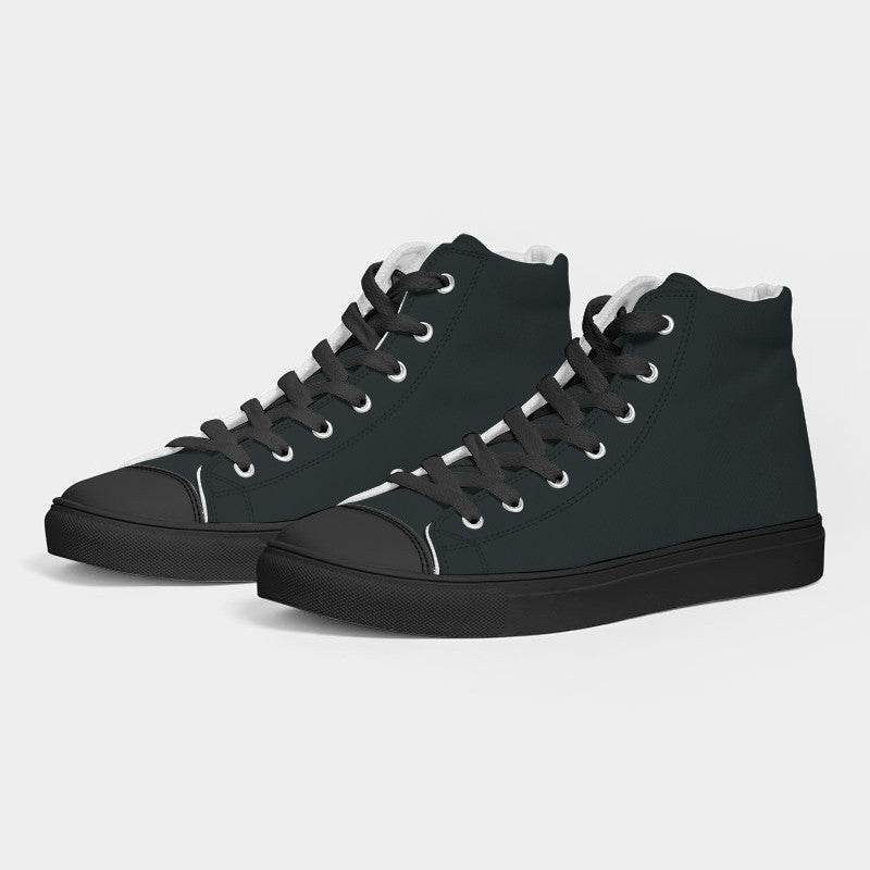 Deep Neutral Cyan Men's High-Top Canvas Sneakers (C-NE-DE) - Side 3