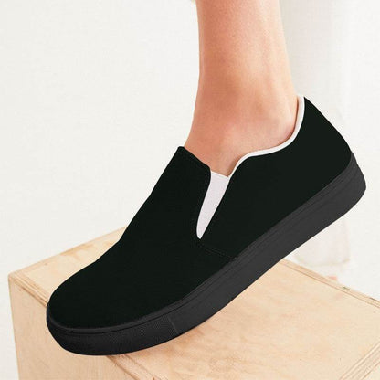 Deep Neutral Green Women's Slip-On Canvas Sneakers (G-NE-DE) - Woman CloseUp