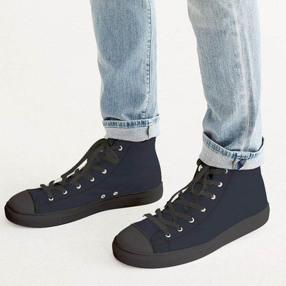 Deep Neutral Indigo Men's High-Top Canvas Sneakers (I-NE-DE) - Man CloseUp