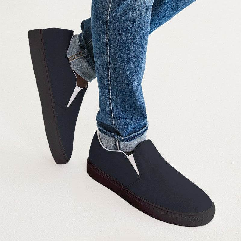 Deep Neutral Indigo Men's Slip-On Canvas Sneakers (I-NE-DE) - Man CloseUp