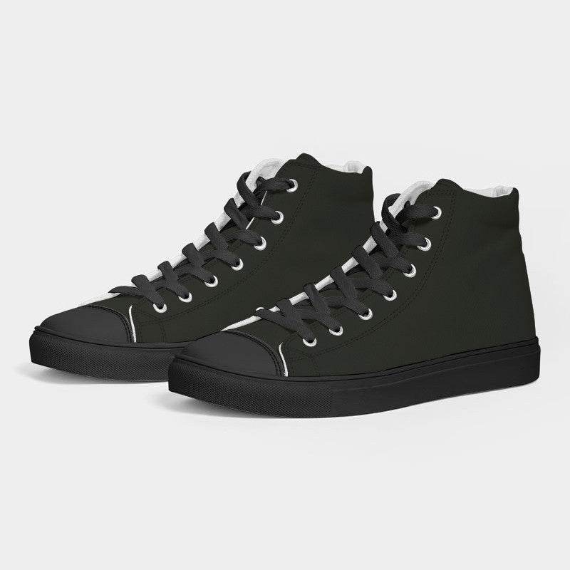 Deep Neutral Lime Men's High-Top Canvas Sneakers (L-NE-DE) - Side 3