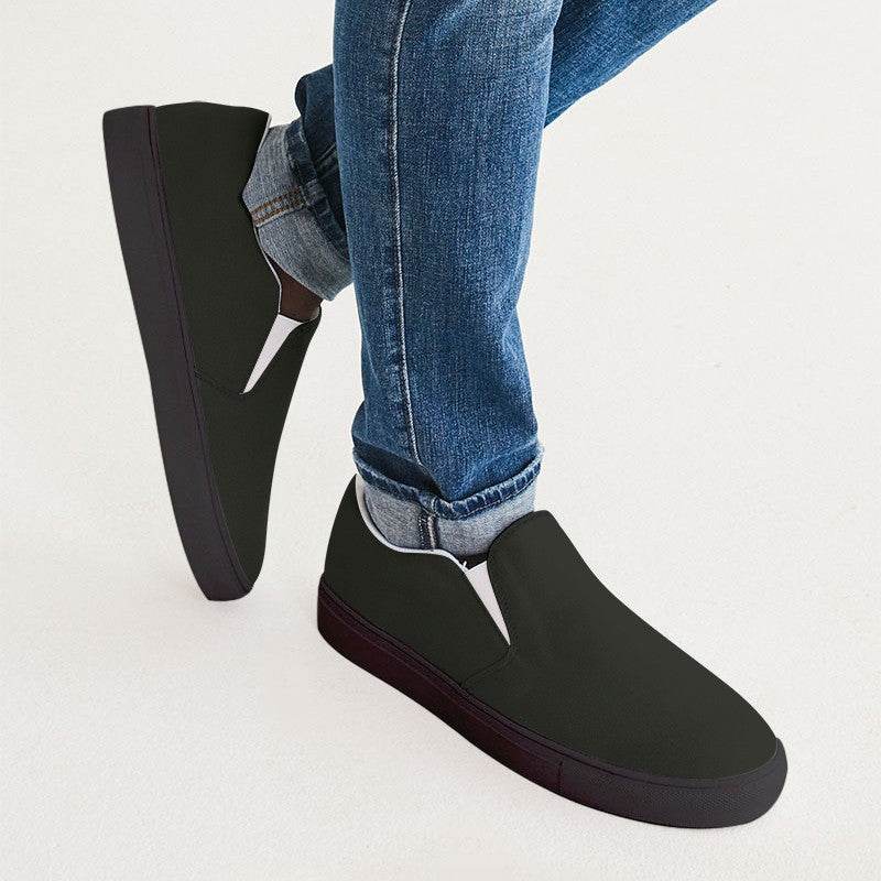 Deep Neutral Lime Men's Slip-On Canvas Sneakers (L-NE-DE) - Man CloseUp
