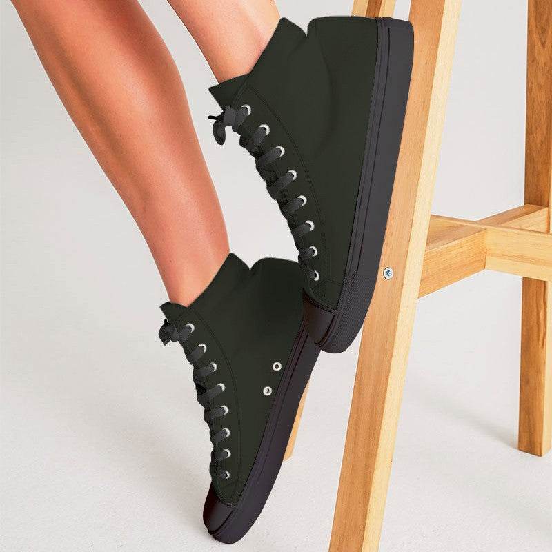 Deep Neutral Lime Women's High-Top Canvas Sneakers (L-NE-DE) - Woman CloseUp