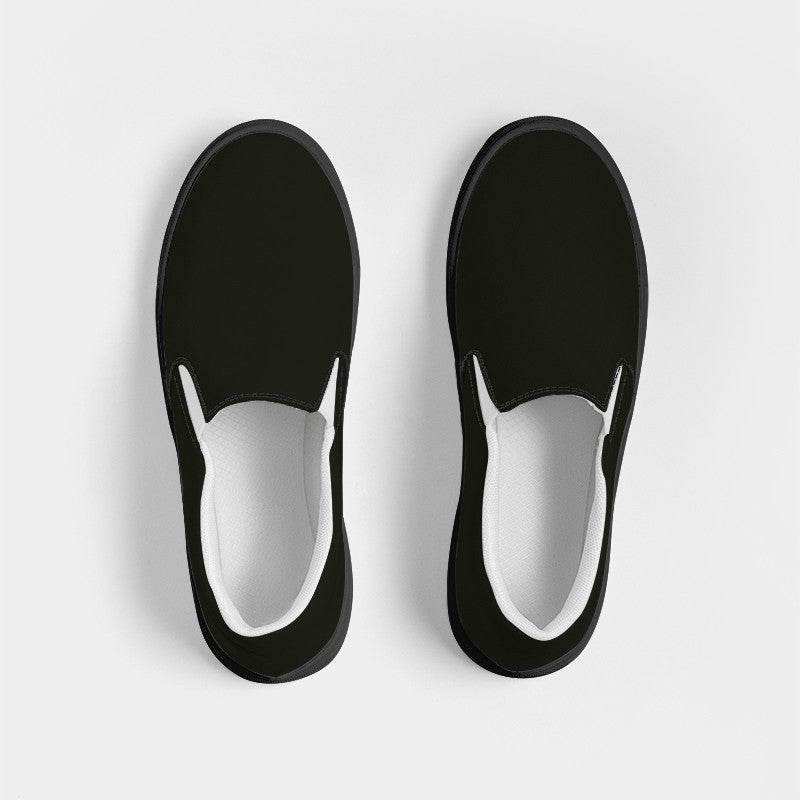 Deep Neutral Lime Women's Slip-On Canvas Sneakers (L-NE-DE) - Top