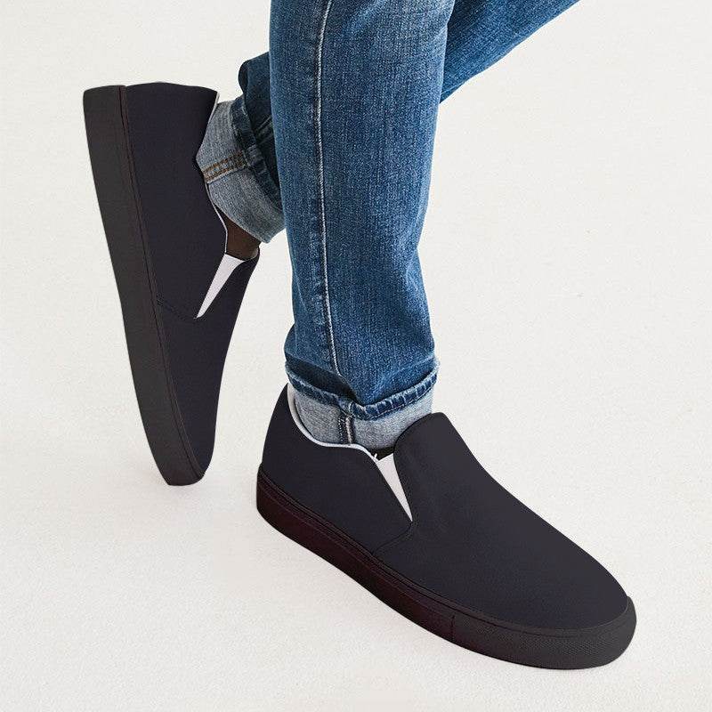 Deep Neutral Purple Men's Slip-On Canvas Sneakers (PU-NE-DE) - Man CloseUp