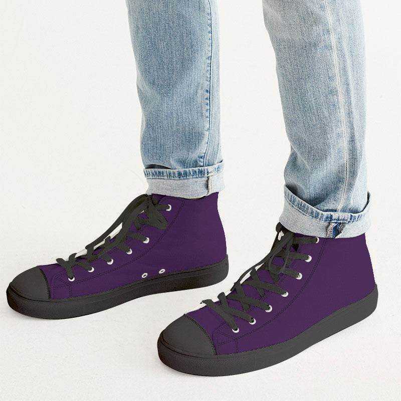 Deep Pruple Men's High-Top Canvas Sneakers (MPU2-ME-DE) - Man CloseUp