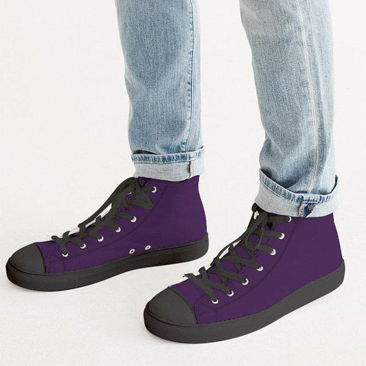 Deep Pruple Men's High-Top Canvas Sneakers (MPU2-ME-DE) - Man CloseUp