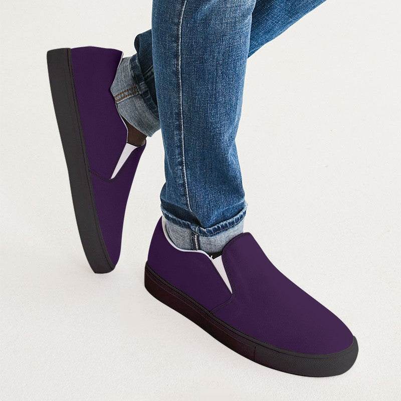 Deep Pruple Men's Slip-On Canvas Sneakers (MPU2-ME-DE) - Man CloseUp
