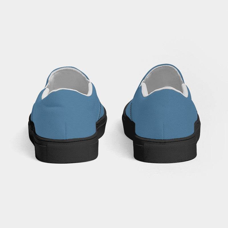 Dusty Blue Men's Slip-On Canvas Sneakers (B-MU-ME) - Back