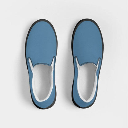 Dusty Blue Men's Slip-On Canvas Sneakers (B-MU-ME) - Top