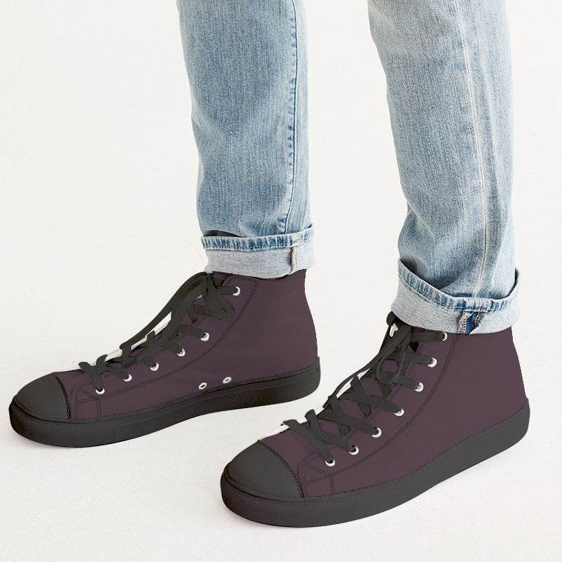 Eggplant Men's High-Top Canvas Sneakers (PIM2-NE-DA) - Man CloseUp