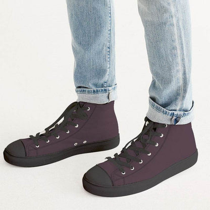 Eggplant Men's High-Top Canvas Sneakers (PIM2-NE-DA) - Man CloseUp