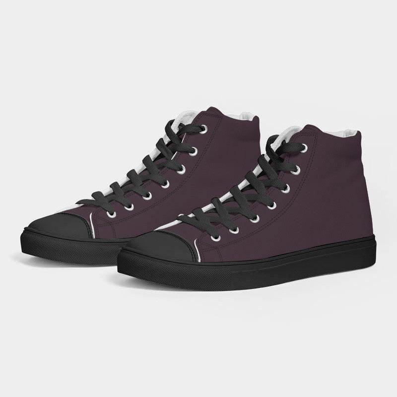 Eggplant Men's High-Top Canvas Sneakers (PIM2-NE-DA) - Side 3