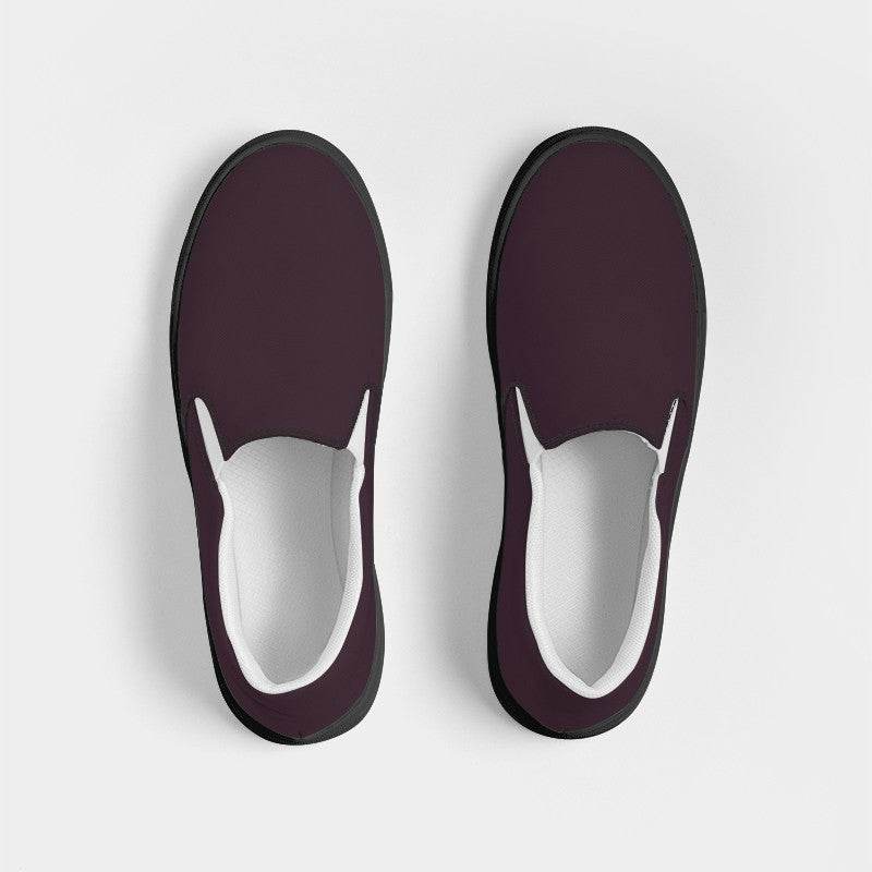 Eggplant Men's Slip-On Canvas Sneakers (PIM2-NE-DA) - Top