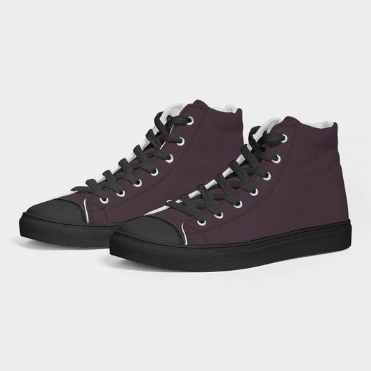 Eggplant Women's High-Top Canvas Sneakers (PIM2-NE-DA) - Side 3