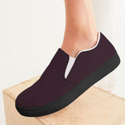 Eggplant Women's Slip-On Canvas Sneakers (PIM2-NE-DA) - Woman CloseUp