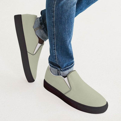 Eggshell Men's Slip-On Canvas Sneakers (LY2-NE-LG) - Man CloseUp