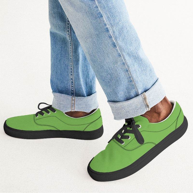 Electric Green Men's Canvas Sneakers (GL2-BR-ME) - Man CloseUp