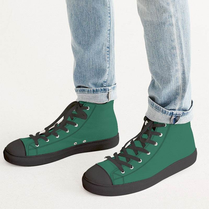 Emerald Green Men's High-Top Canvas Sneakers (BGG2-ME-DE) - Man CloseUp