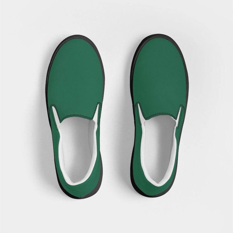 Emerald Green Men's Slip-On Canvas Sneakers (BGG2-ME-DE) - Top