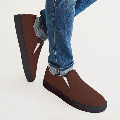 Espresso Men's Slip-On Canvas Sneakers (R-FM-DA) - Man CloseUp