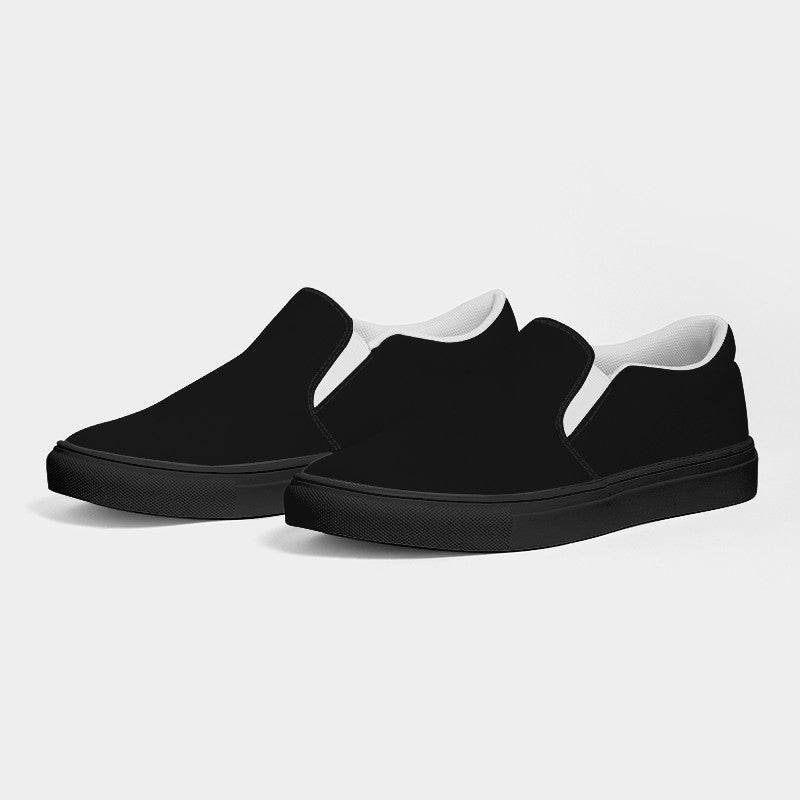 Faded Black Women's Slip-On Canvas Sneakers (N-FN-DE) - Side 3