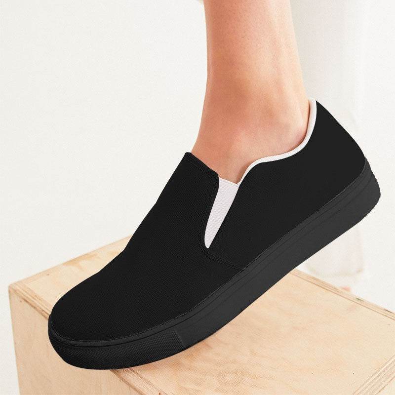 Faded Black Women's Slip-On Canvas Sneakers (N-FN-DE) - Woman CloseUp
