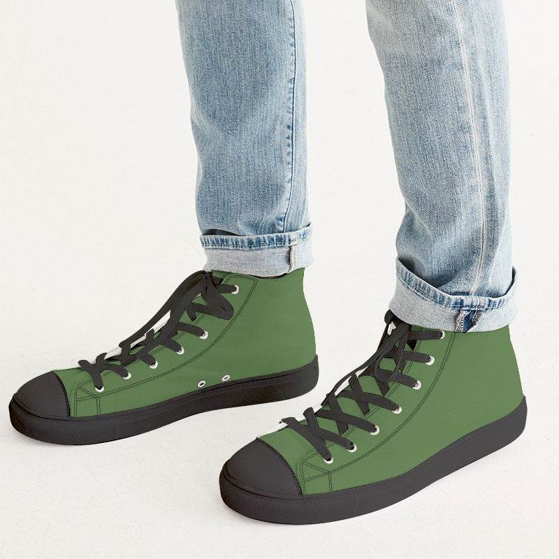 Fern Green Men's High-Top Canvas Sneakers (GL2-MU-MD) - Man CloseUp