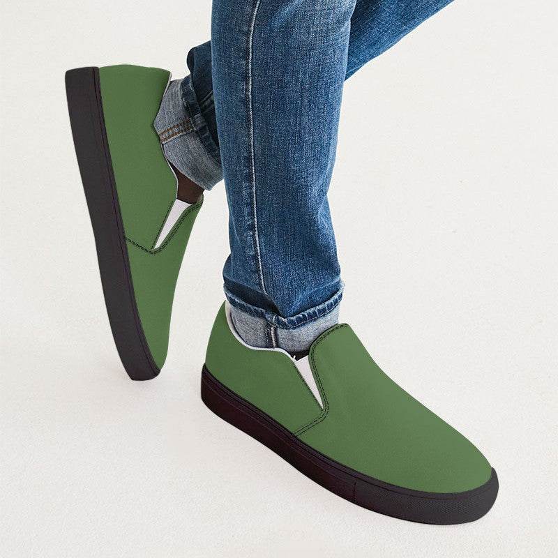Fern Green Men's Slip-On Canvas Sneakers (GL2-MU-MD) - Man CloseUp